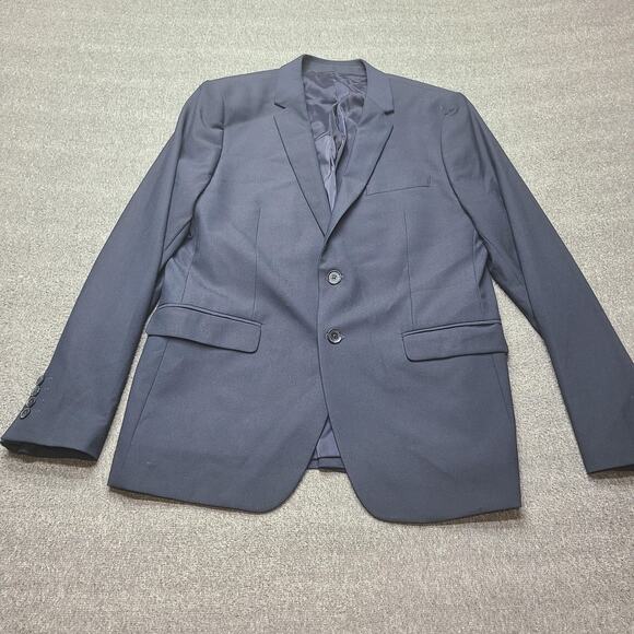 Calvin Klein Blazer Mens Large Navy Infinite Slim Fit 2 Button Sport Coat Jacket - Picture 1 of 8